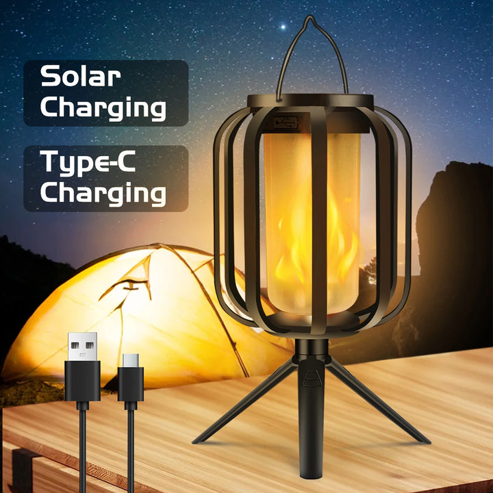 Solar Lanterns Outdoor Hanging Lights Waterproof 2 Charging Way Solar Flame Light for outside Decorative Lantern for Christmas