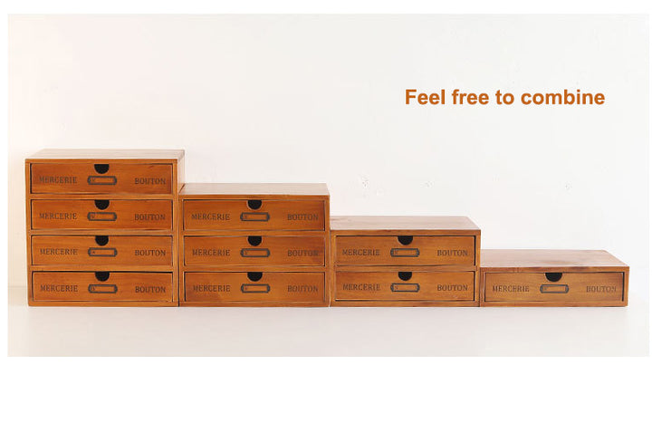 Retro wooden drawer storage cabinet