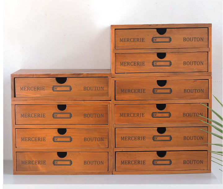 Retro wooden drawer storage cabinet