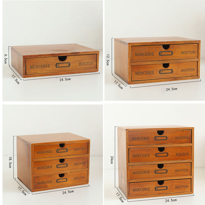 Retro wooden drawer storage cabinet