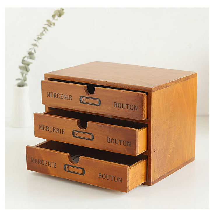Retro wooden drawer storage cabinet