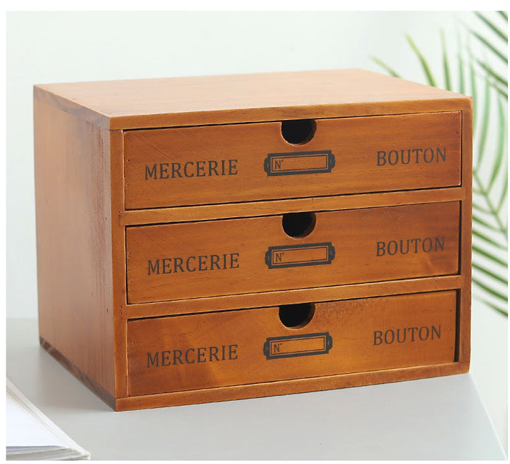 Retro wooden drawer storage cabinet