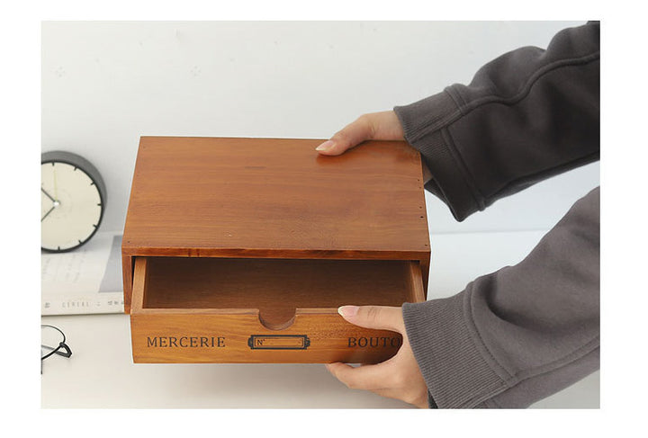 Retro wooden drawer storage cabinet