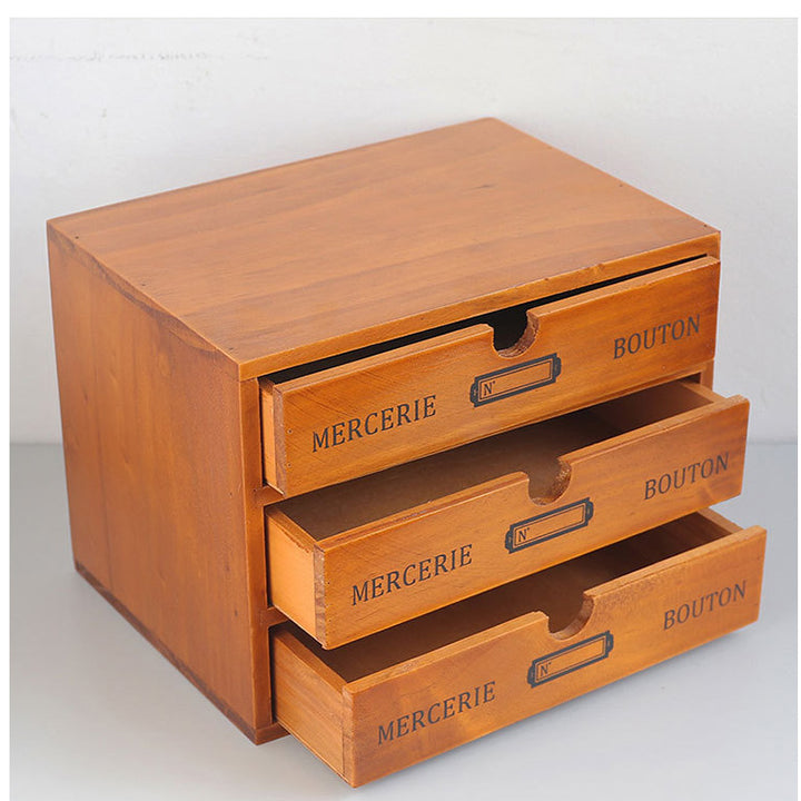 Retro wooden drawer storage cabinet