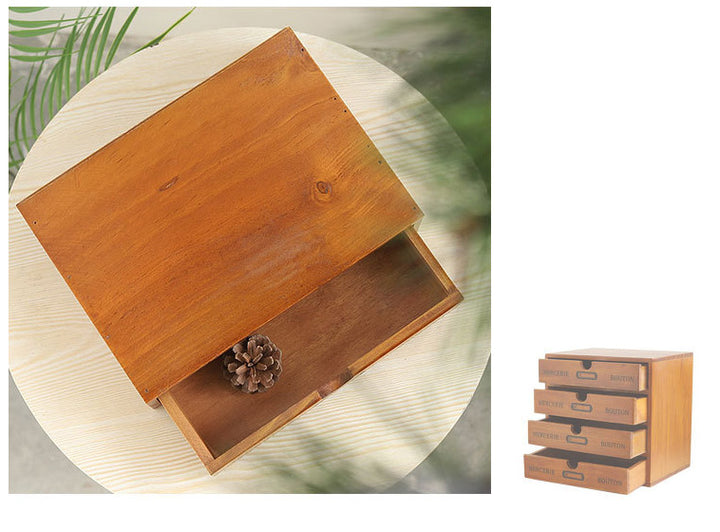 Retro wooden drawer storage cabinet