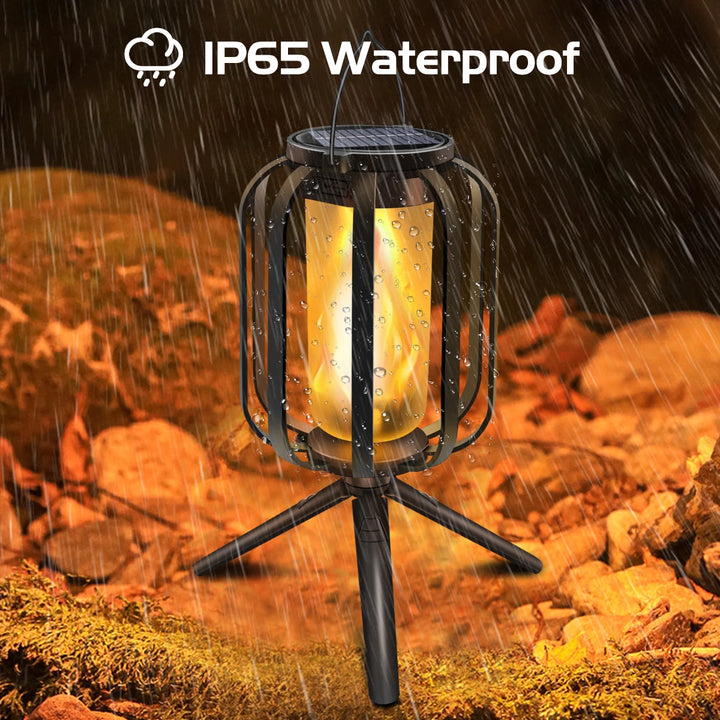 Solar Lanterns Outdoor Hanging Lights Waterproof 2 Charging Way Solar Flame Light for outside Decorative Lantern for Christmas