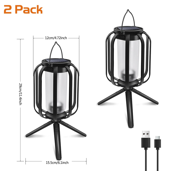 Solar Lanterns Outdoor Hanging Lights Waterproof 2 Charging Way Solar Flame Light for outside Decorative Lantern for Christmas