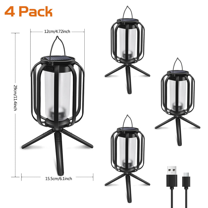 Solar Lanterns Outdoor Hanging Lights Waterproof 2 Charging Way Solar Flame Light for outside Decorative Lantern for Christmas