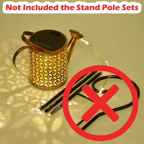 Metal Solar Waterfall Light Outdoor Solar Garden Light Solar Power Watering Can Lantern Waterproof for Garden Yard Patio Flower